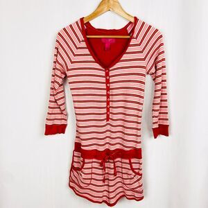 Victorias Secret 90s PJ Romper Size S Pink and Red Striped One Piece Loungewear